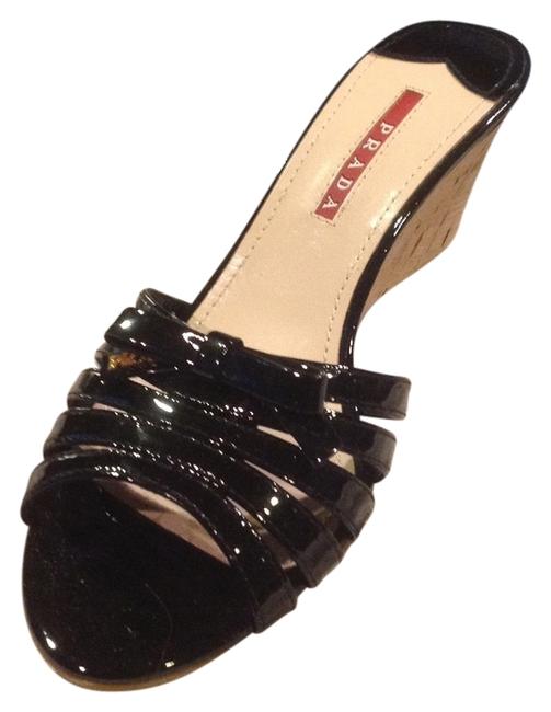 Prada Black Patent Venice 5 Nero 3xz098 Sandals