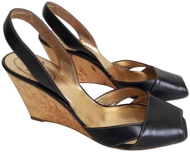 Prada Black Peep toe Slingback Sandals