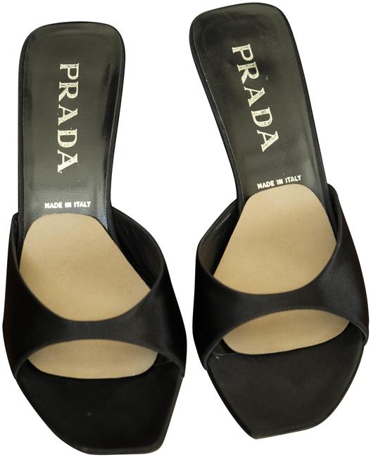 Prada Black Satin Slide Sandals