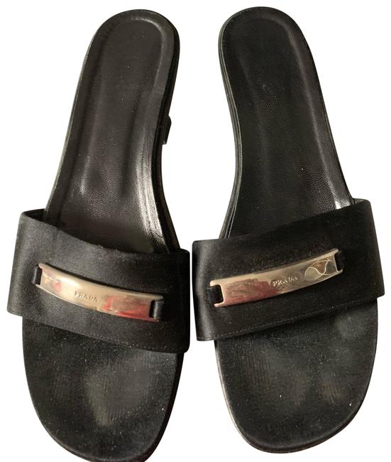 Prada Black Slip Ons Sandals