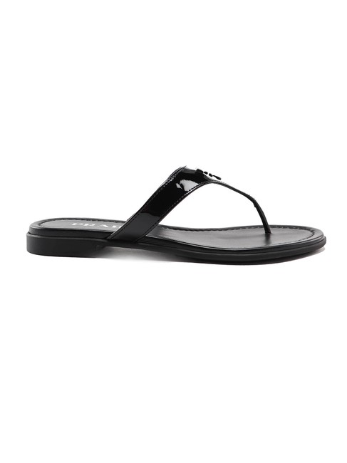 Prada Black Spk Thong Patent 9 Sandals