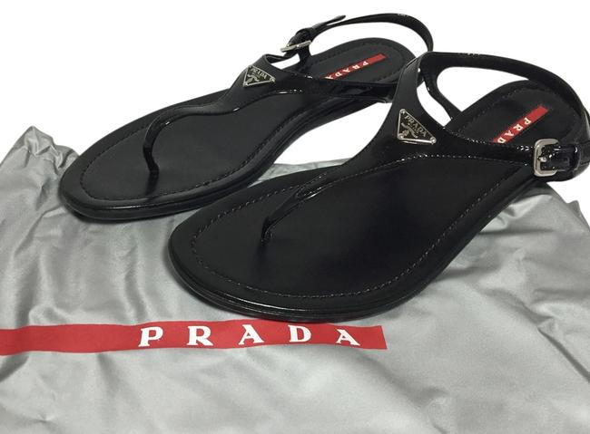 Prada Black Sport Patent Sz39 Sandals