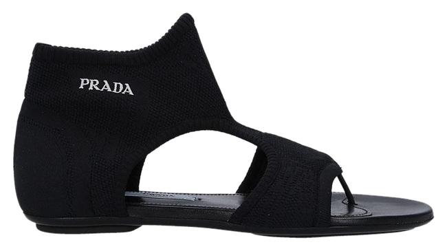 Prada Black Stretch Knit Sandals