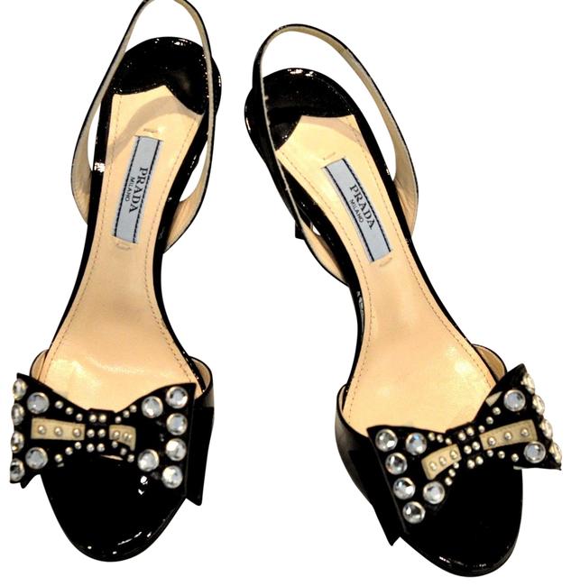 Prada Black Studded Bow Sandals