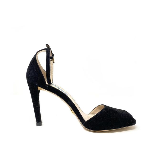 Prada Black Suede Ankle Strap Sandals