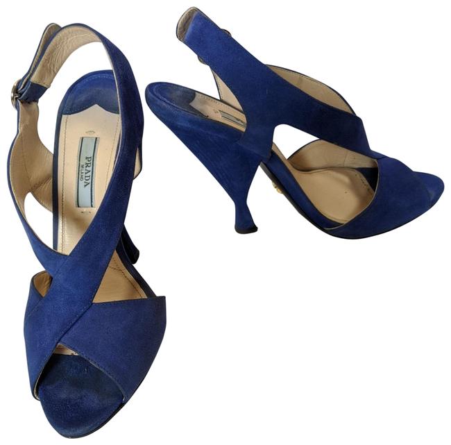 Prada Blue hourglass Slingback Sandals