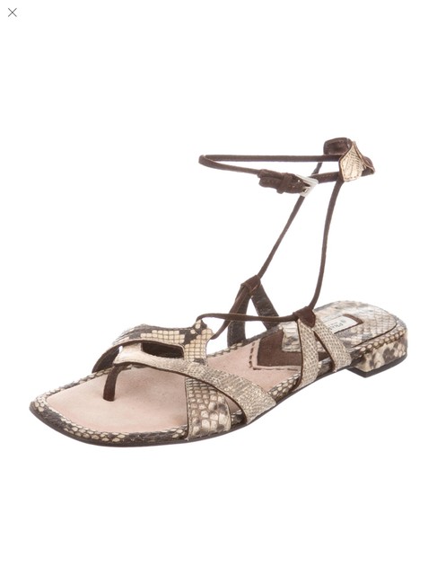 Prada Brown and Creme Python Pra206793 Sandals