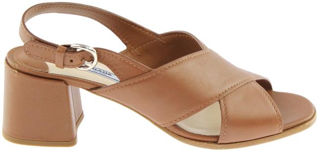 Prada Brown Criss cross Leather Sandals