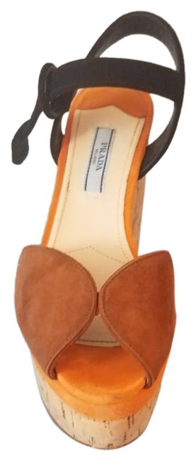 Prada Brown Orange Sandals