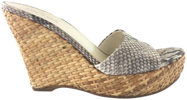 Prada Brown Snake Print Wedge Sandals