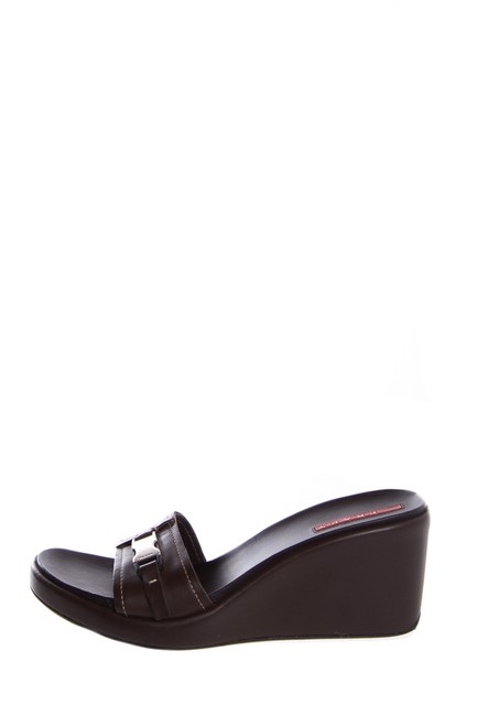 Prada Brown Sport Leather Slides Sandals