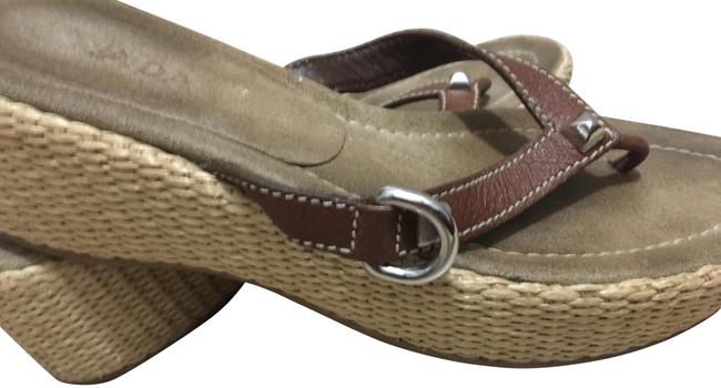 Prada Brown Studded Leather Sandals