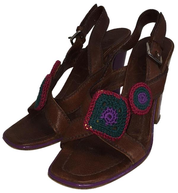 Prada Brown With Crochet Detail Sandals