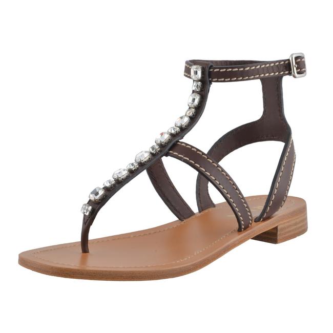 Prada Brown Womens Leather Strappy Sandals