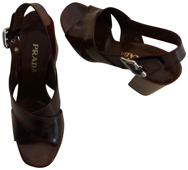 Prada Burgandy Crossover Sandals
