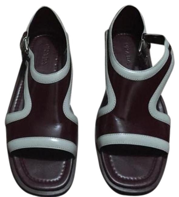 Prada Burgundy with White Trim 1x078e Sandals