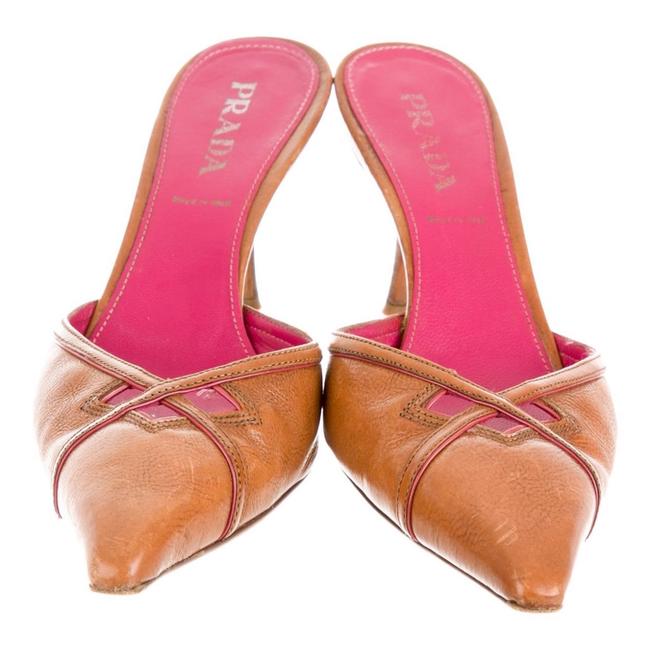 Prada Caramel Leather Pointed toe Mules Sandals