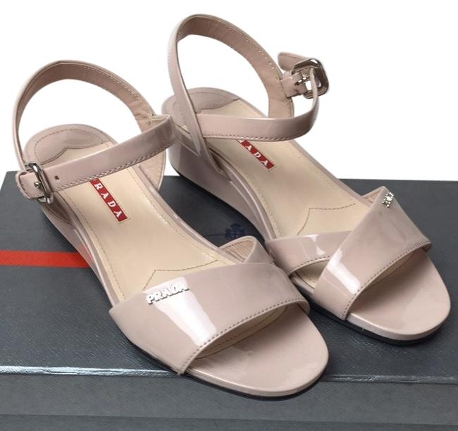 Prada Cipria Quarter Strap Patent Sandals