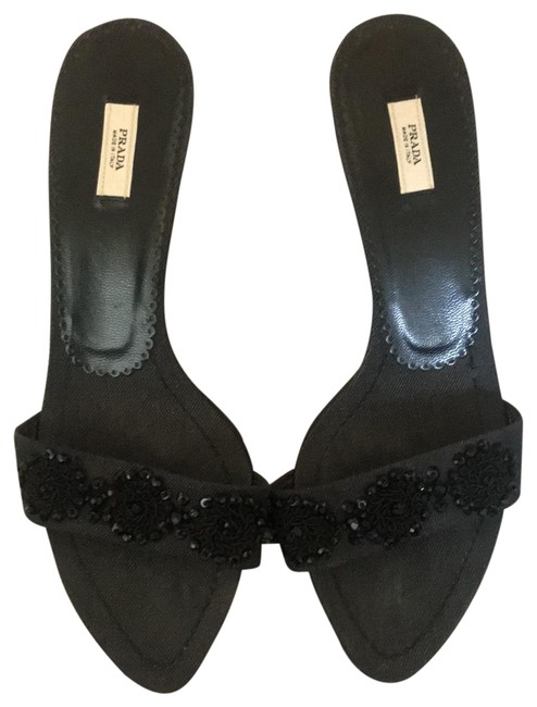 Prada Dark Blue Denim with Jewels Sandals