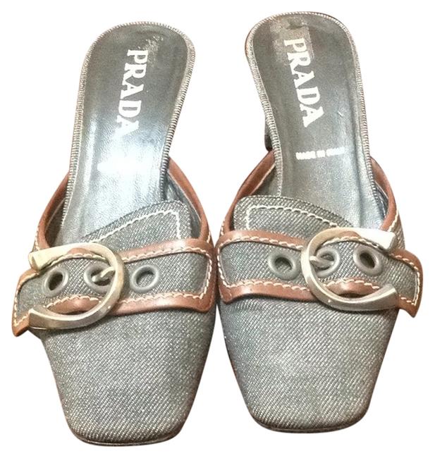 Prada Denim Gray Sandals Narrow