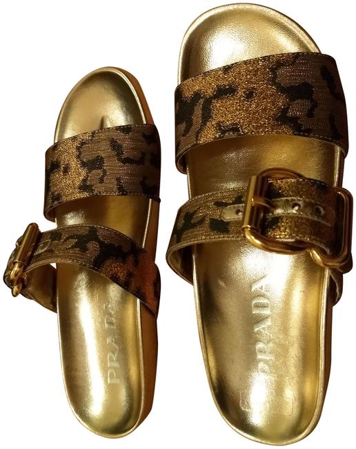 Prada Gold Black Calzature Donna Sandals