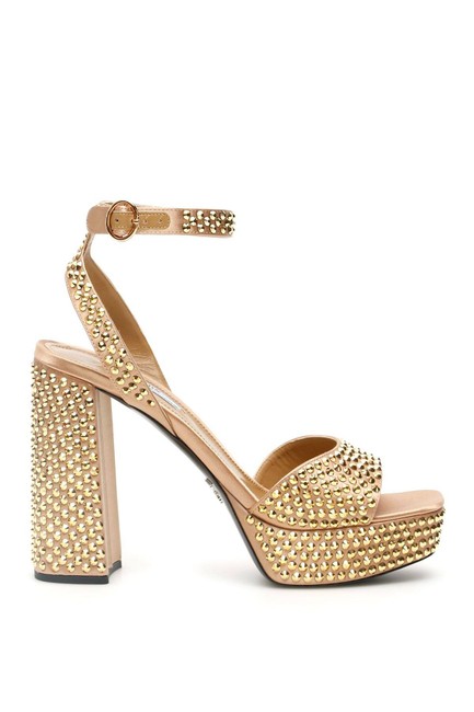 Prada Gold Cr Crystal 7 Sandals