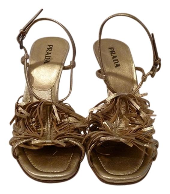Prada Gold Fringe Sandals