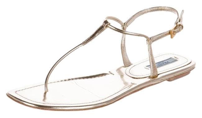 Prada Gold Leather Patent 385 Sandals