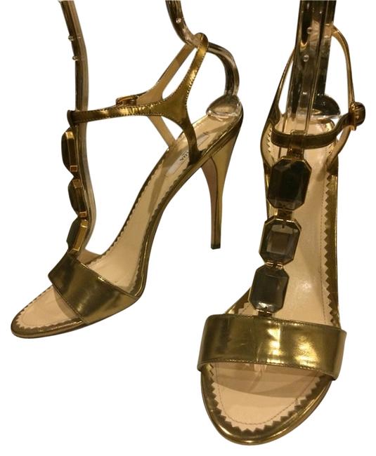 Prada Gold Metalic Heel Sandals