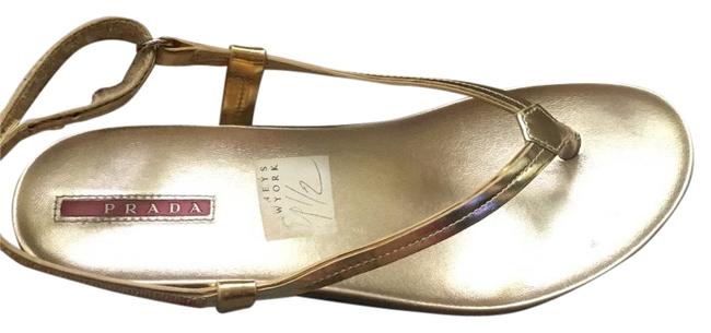 Prada Gold Summer In Leather Sandals Wide
