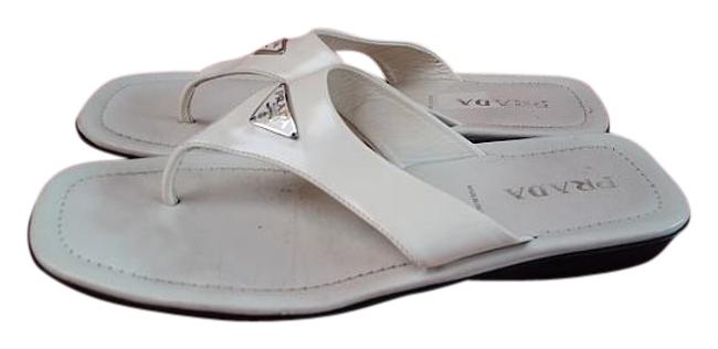 Prada Logo Patent Leather 38 Sandals