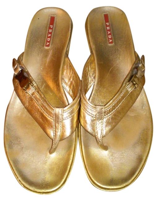 Prada Metallic Bronze Sandals