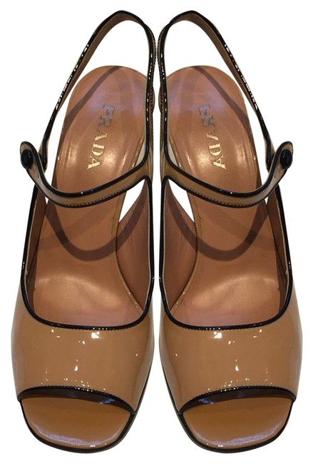 Prada Nude Patent Mary Jane Sandals