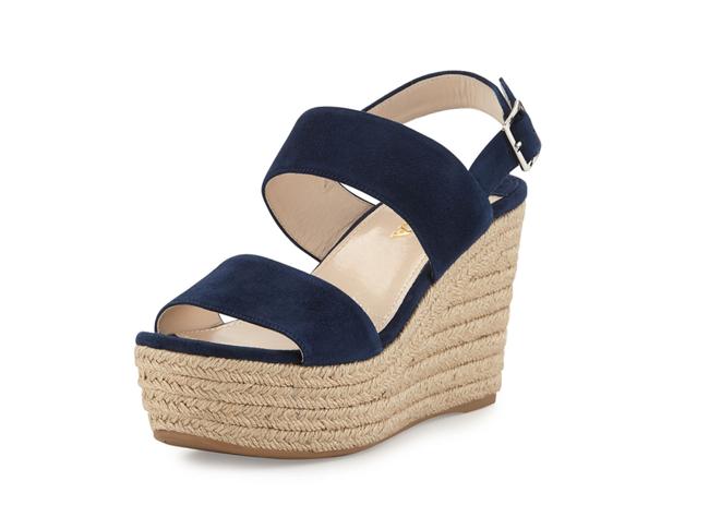 Prada Oltremare Navy Suede Platform Espadrille Sandals
