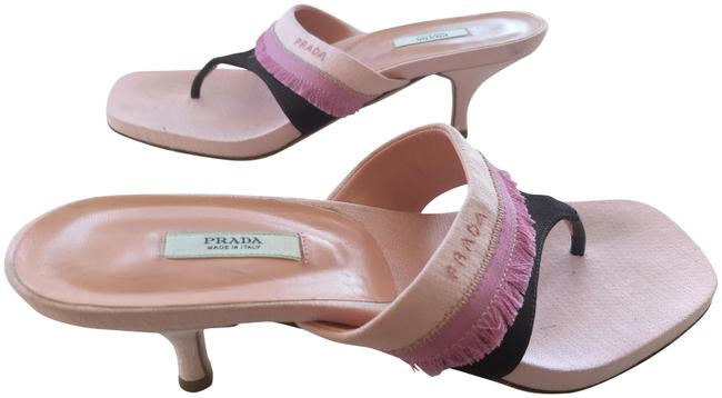Prada Pink Brown Kitten Heal Sandals