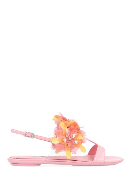 Prada Pink Ct New Floral Sequin 7 Sandals