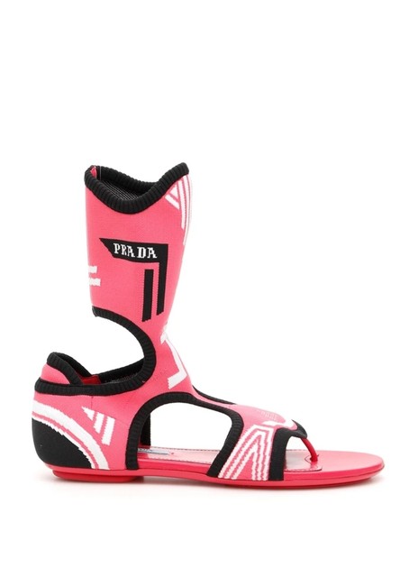 Prada Pink Ct New Logo Stretch 9 Sandals