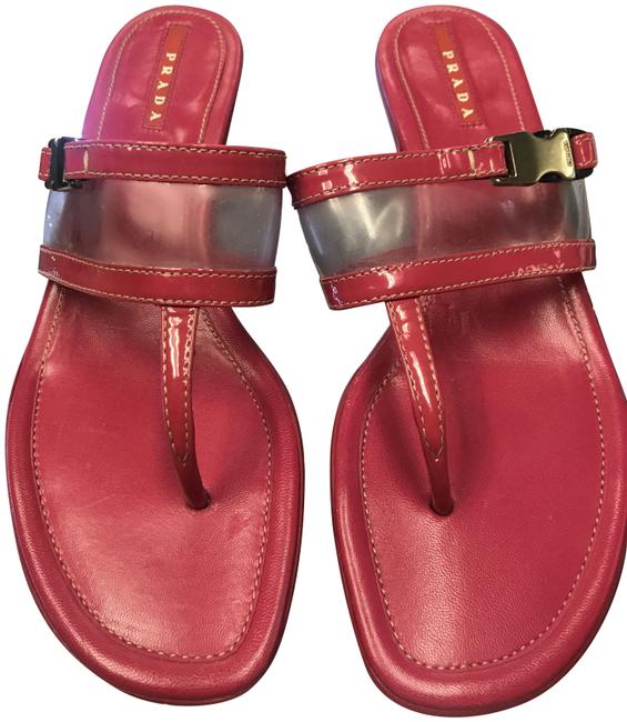 Prada Pink Leather Clear 3858 Italy Like New Sandals