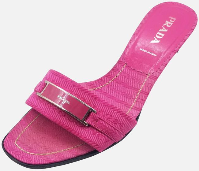 Prada Pink Signature Logo Sandals