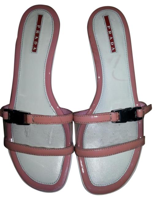 Prada Pink White Kitten Heels Color Sandals