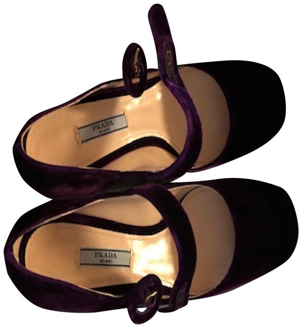 Prada Purple Strapped Gold Logo Sandals