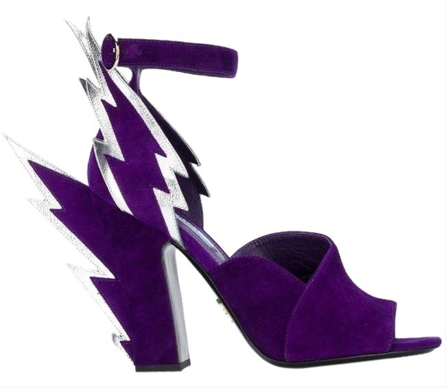 Prada Purple Thunderbolt 110mm Sandals