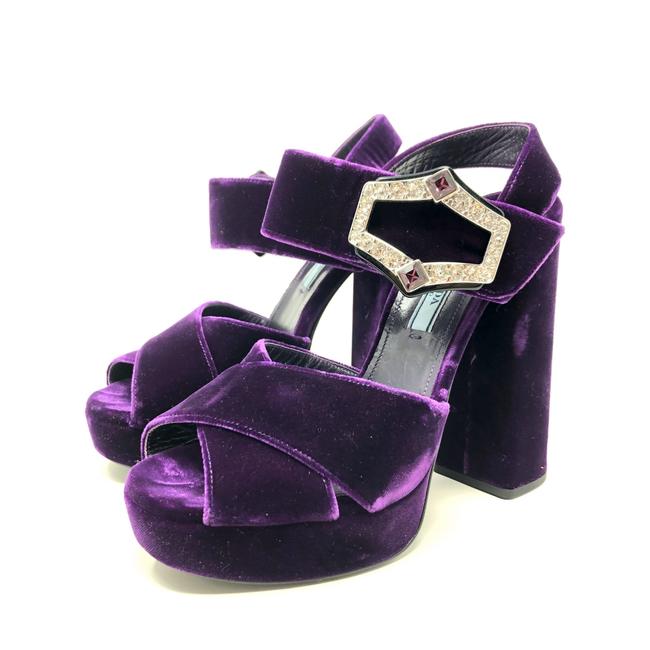 Prada Purple Velvet Platform Sandals