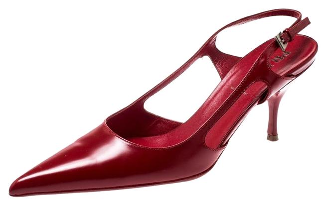 Prada Red Leather Pointed Toe Slingback 365 Sandals