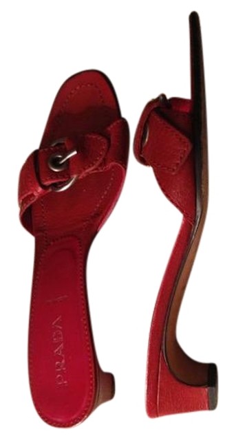 Prada Red Leather Sandals