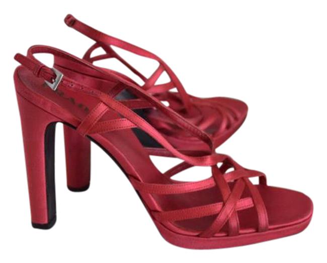 Prada Red Strappy Heeled Sandals
