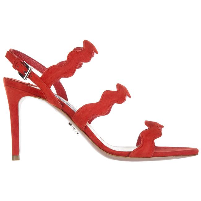Prada Red Womens Suede Sandals