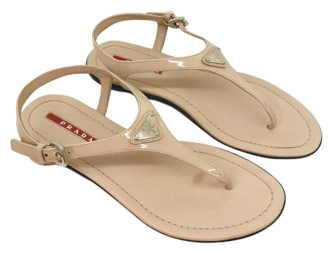 Prada Pale Pink Sport Patent Leather Sandals