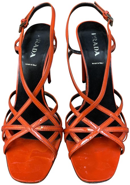 Prada Scarlet Patent Leather Sandals
