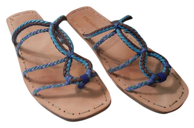 Prada Turquoise Royal Blue Purple Brown Sandals